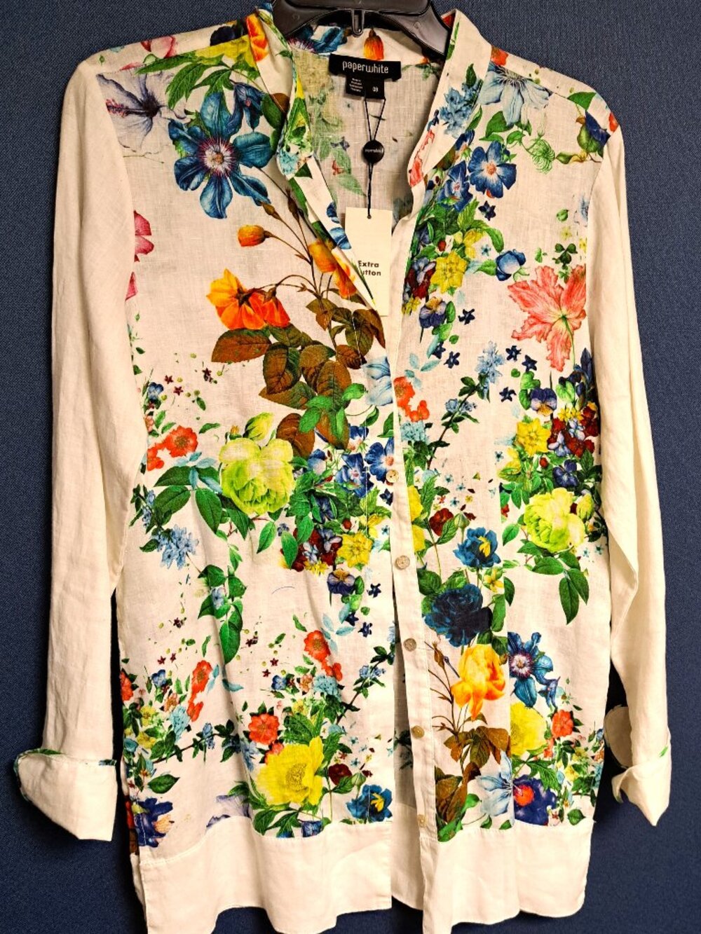PAPERWHITE FLORAL BUTTON UP LADIES BLOUSE TOP MULTI COLORS SIZE 08